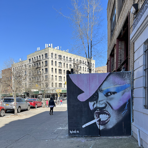 Street art featuring Grace Jones in Brooklyn.