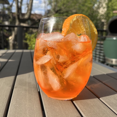 A delicious Aperol Spritz--the first of the year!