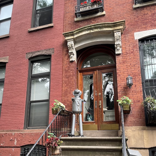 Robot sculpture at 190 Prospect Place, Prospect Heights, Brooklyn.