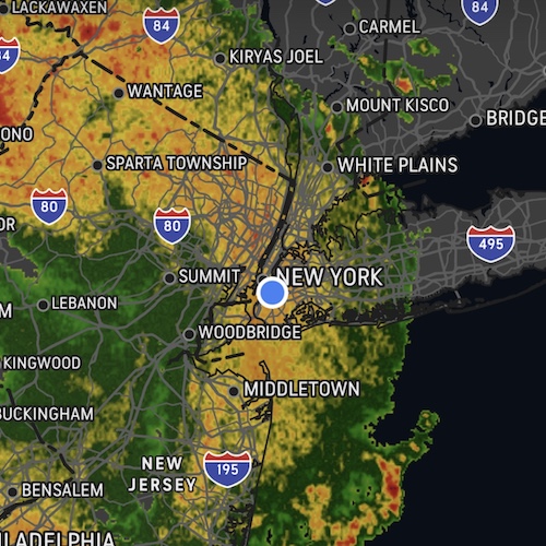 The weather radar has looked like this a lot lately. New York, NY