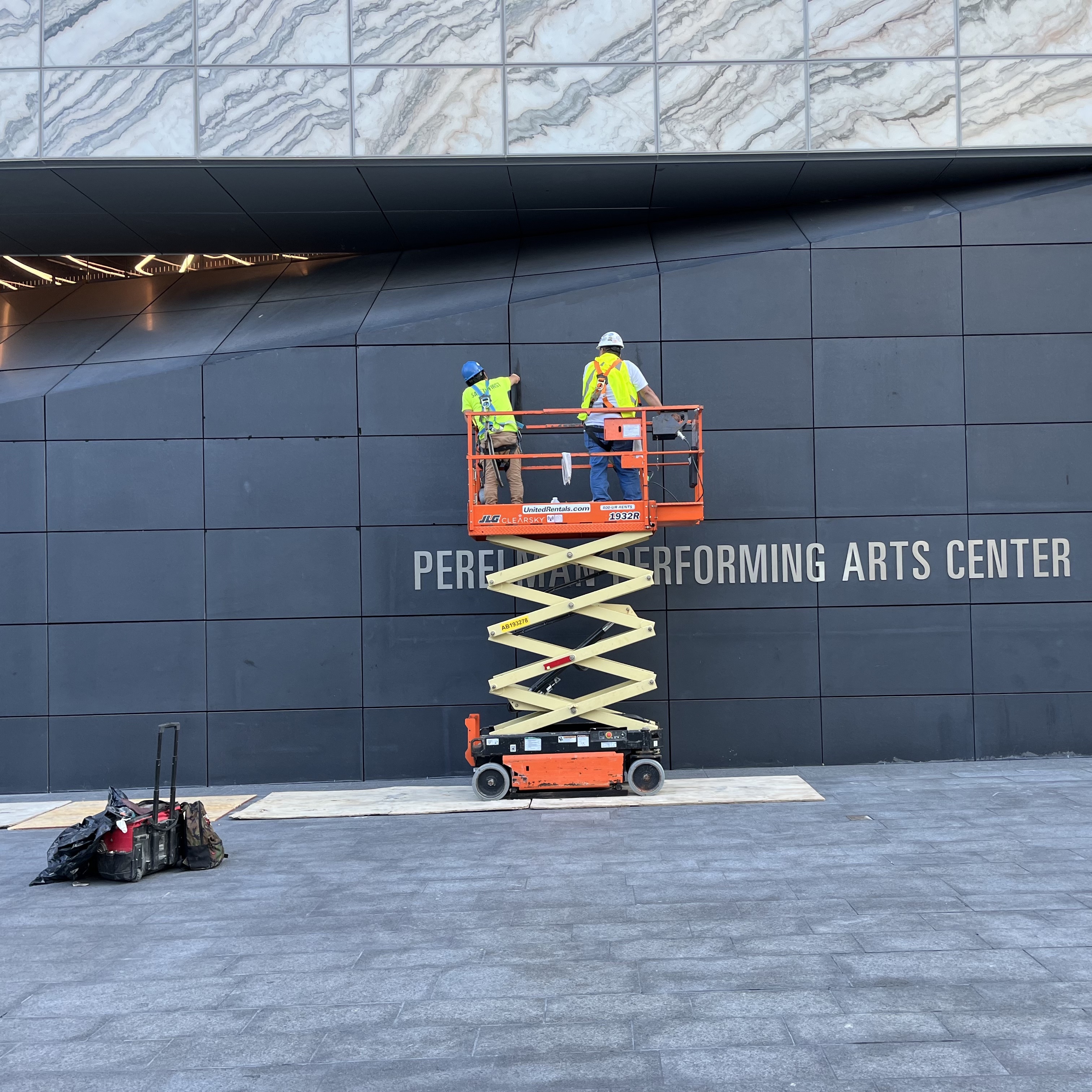 Polishing the performing arts center. World Trade Center, Manhattan.