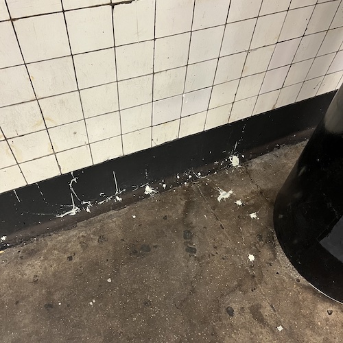 MTA contractors don't believe in drop cloths. 7th Avenue Station, Brooklyn.