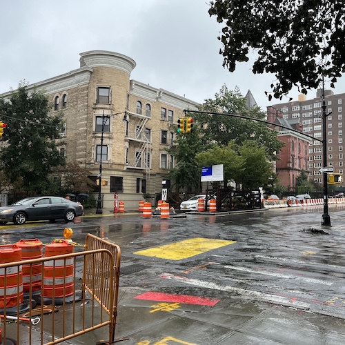 Tropical storm Ophelia drops more rain on the corner of Vanderbilt Avenue and Park Place. Prospect Heights, Brooklyn.