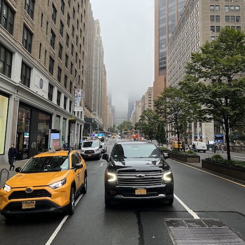 Park Avenue and 31st Street looking uptown on a rainy morning. Midtown South, Manhattan.