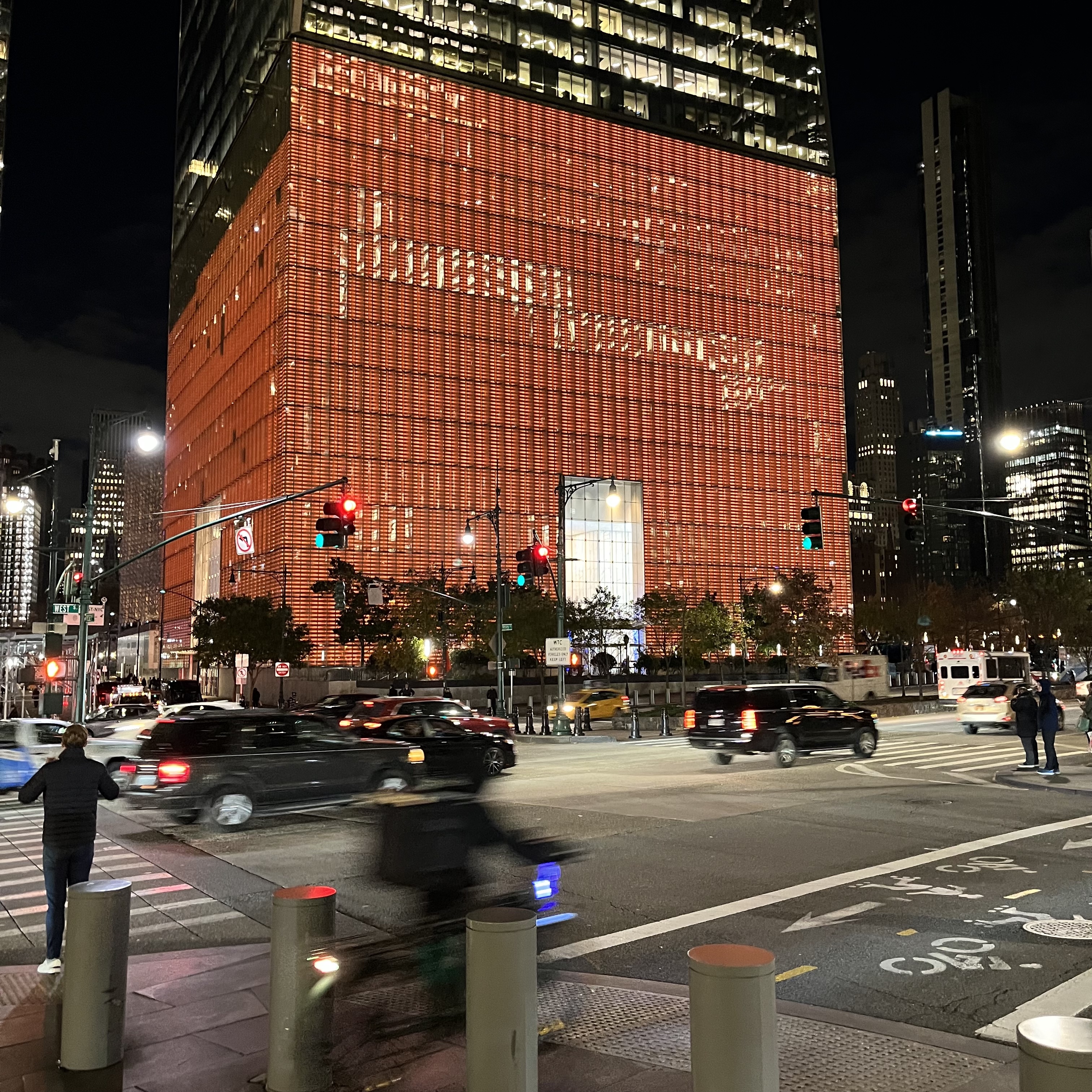 Coming soon: Holiday light display. World Trade Center, Manhattan.