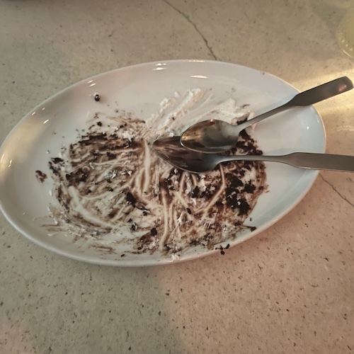 Remains of a flourless chocolate cake. Prospect Heights, Brooklyn.