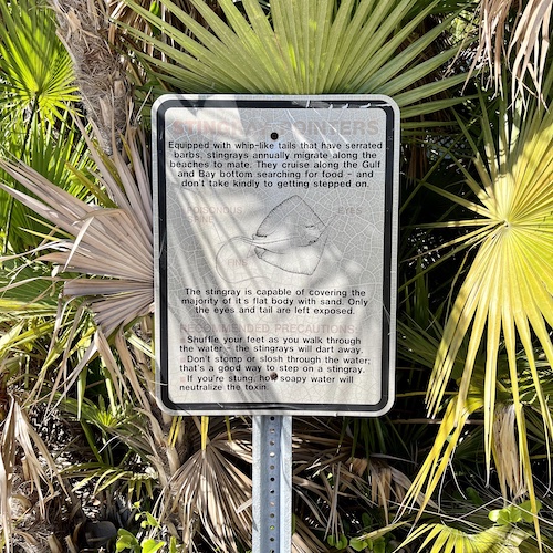 Stingray pointers sign by guest photographer. Fort DeSoto Park, St. Petersburg, Florida.