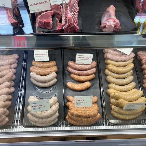 The sausage selection at Meat Hook. 301 Sackett Street, Carroll Gardens, Brooklyn.