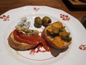 Fire Roasted Peppers with Boquerones and Warm Spanish Style Giant Bean Salad